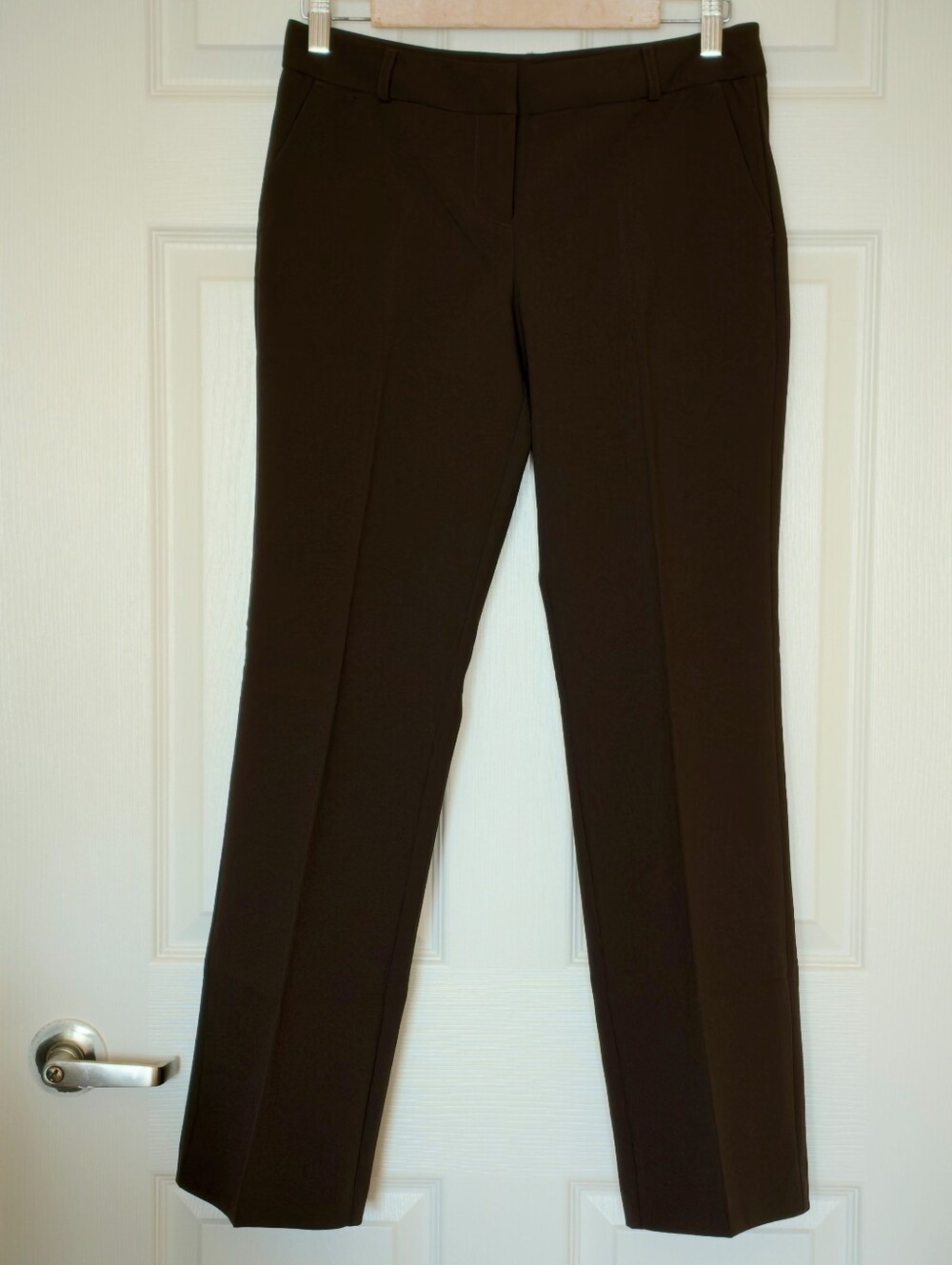Women's Brown Straight-Leg Dress Pants Work Trousers 4P 26.5in Inseam